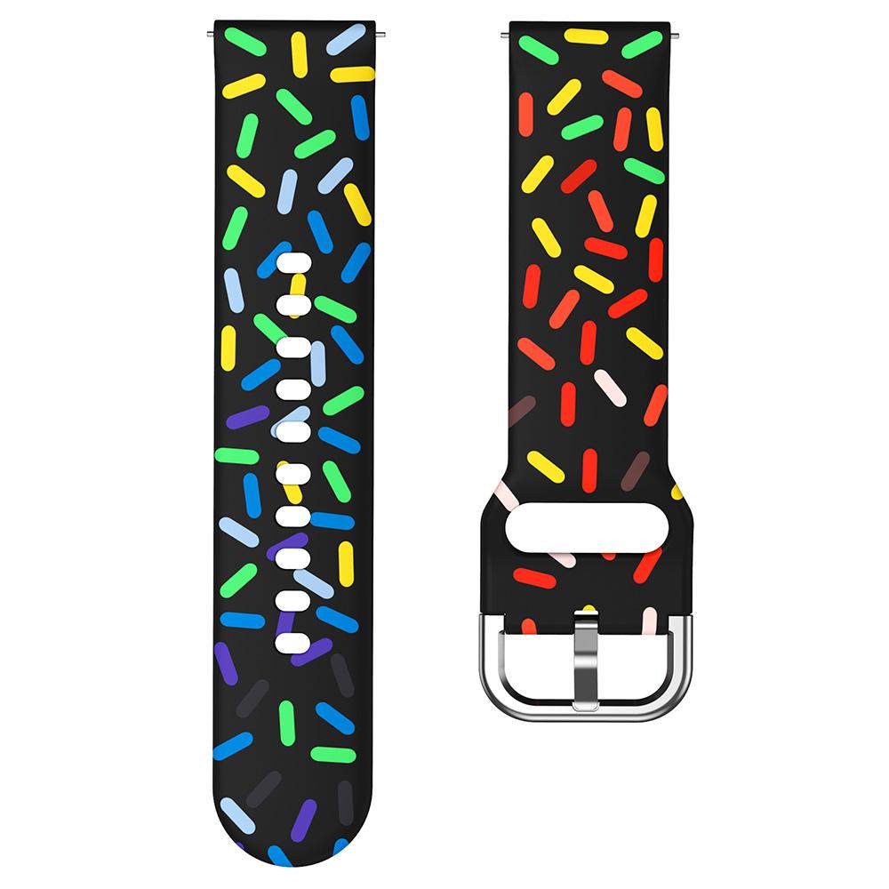 

20mm Watch Band for Samsung Galaxy Watch6/Watch6 Classic/Watch 5/Watch 5 Pro/Watch4/Watch4 Classic ,Pattern Silicone Strap Wristband Grey Rainbow