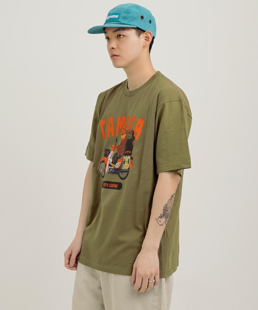 CREAM SODA LAB Moto Camp Short Sleeve T-Shirt Olive