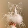 Princess Party Birthday Hat Feather Bow Hair Clip for Women - Photo Prop Headwear