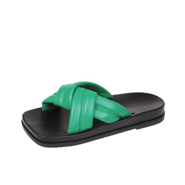 

Fashion Big Size Shoes Ladies Slippers Slipers Women Low 2025 Flat Slides PU Fretwork Hoof Heels Fabric Rubber Shoes Woman 2025 Low Sli 35