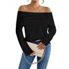 Women Solid-color One-shoulder Slim And Fashionable Long-sleeved Knitted Sweater Top