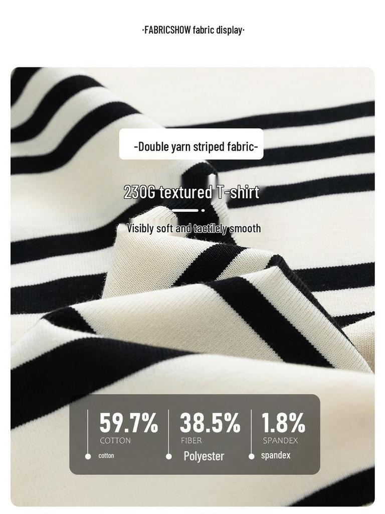 Sailor Style Japanese Striped Cotton Short Sleeve Men's T-Shirt: Loose Fit for Couples & Teens