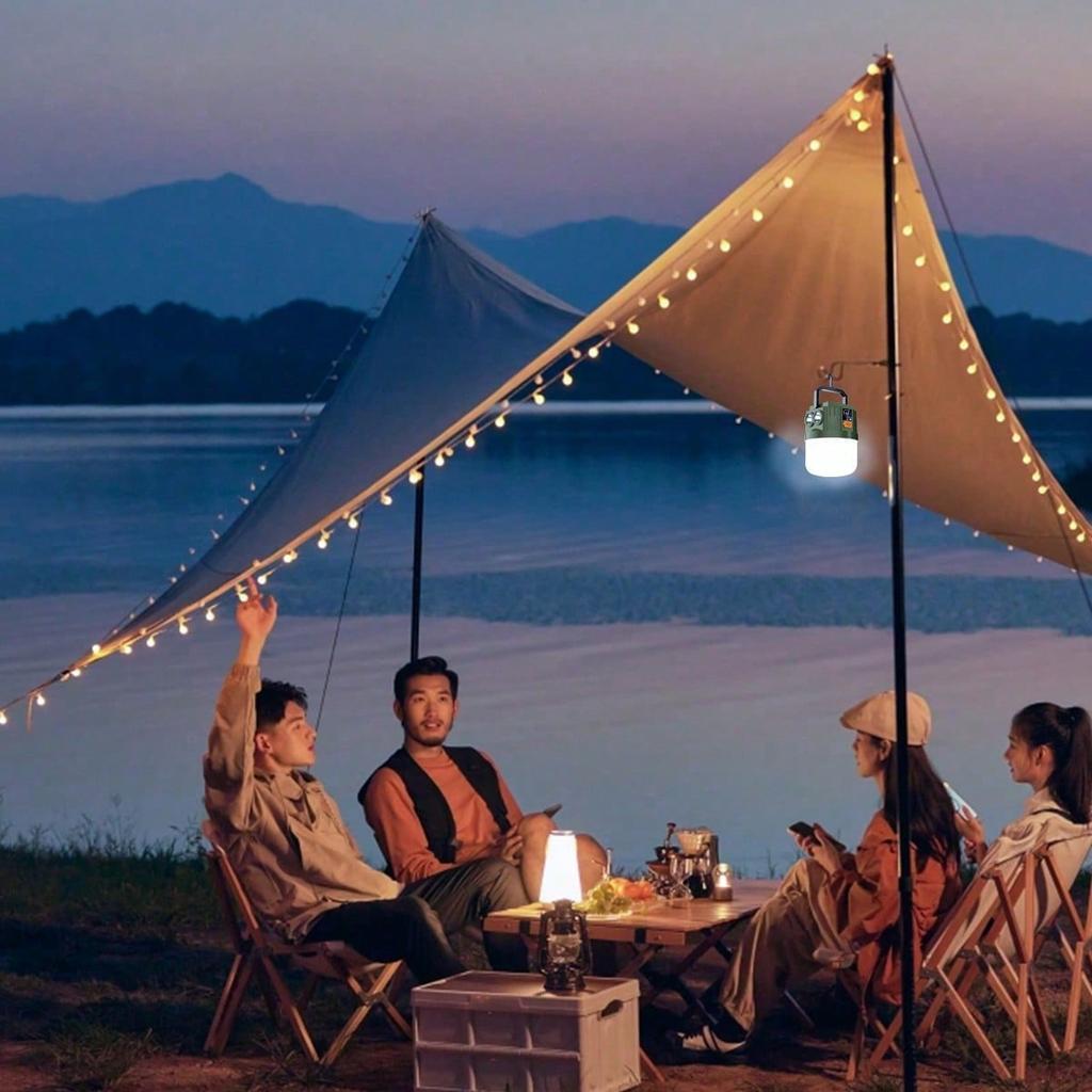 1200mAh Portable Rechargeable LED Camping Light Solar Strip for Outdoor Hiking Emergency Power Outage Tent Hanging Light Bulb