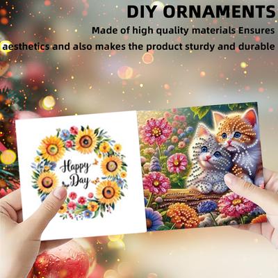 6PCS DIY Animal Pattern Diamond Art Greeting Cards Diamond Art Handmade Cards for Christmas Birthdays Thanksgiving and Holidays