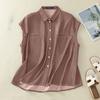 ZANZEA Women Summer Shirt Collar Sleeveless Loose Shirts