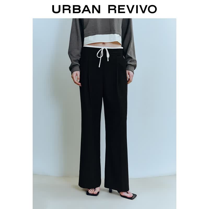 UR 2025 Autumn Women s Elastic Waist Tie Straight Leg Pants XL