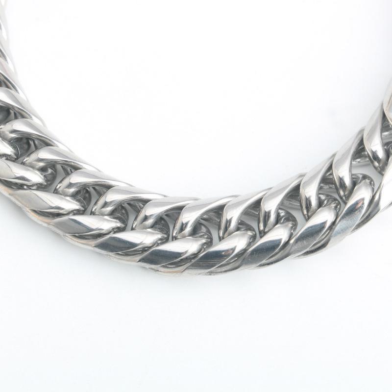 Unisex Titanium Steel Punk Hip-Hop Double Buckle Whip Chain Necklace