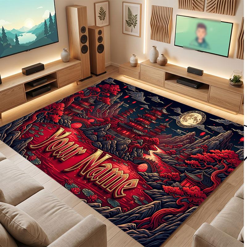 Fantasy Magic Theme Crystal Velvet Floor Rug Personalized Custom Name Text Warm Carpet Home Decoration