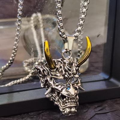 Accessories, Titanium Steel Necklace, Prajna Ghost Mask, Trendy Brand Versatile Accessories, Street Retro Necklace Men