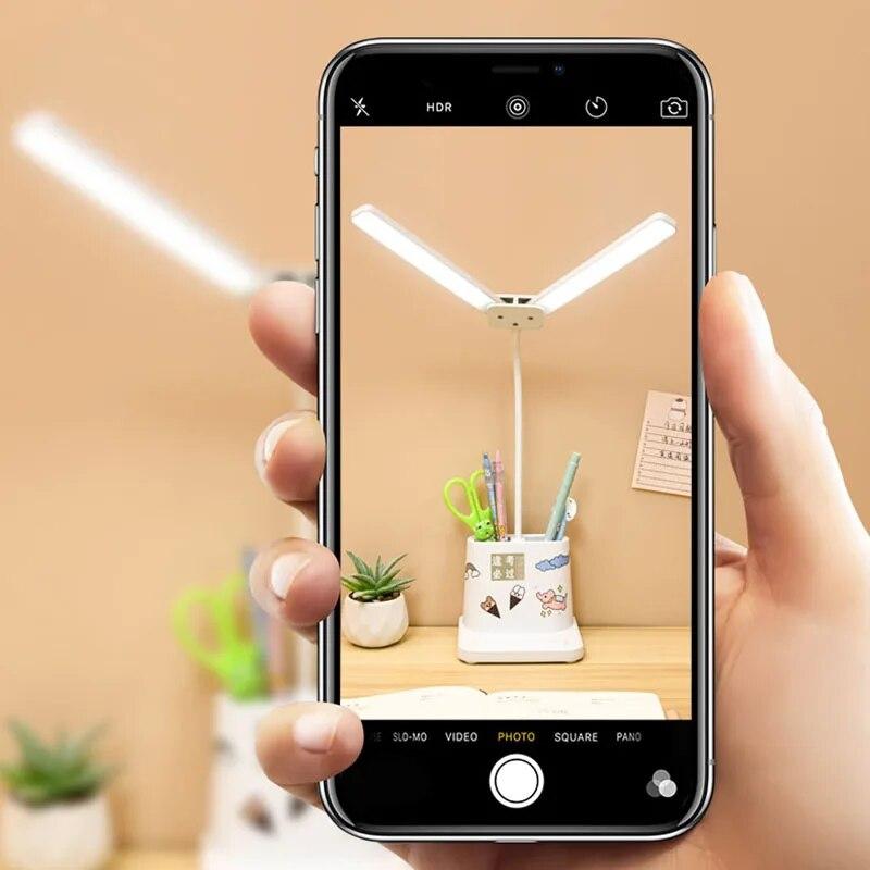 Double Head Desk Lamp, Eye-Caring Desk Lamps for Home Office, Dimmable Desk Lamp W/ USB Charging Port, 3 Color Mode