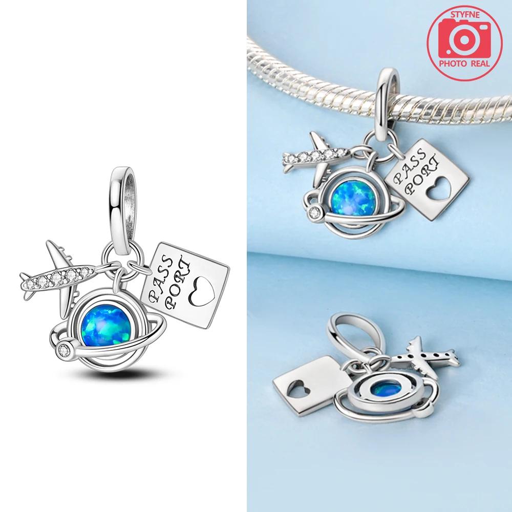 Copper Rocket Plane The Earth Charm Pendant Beads Fit Charm Original Bracelet For Women Diy Jewelry Making