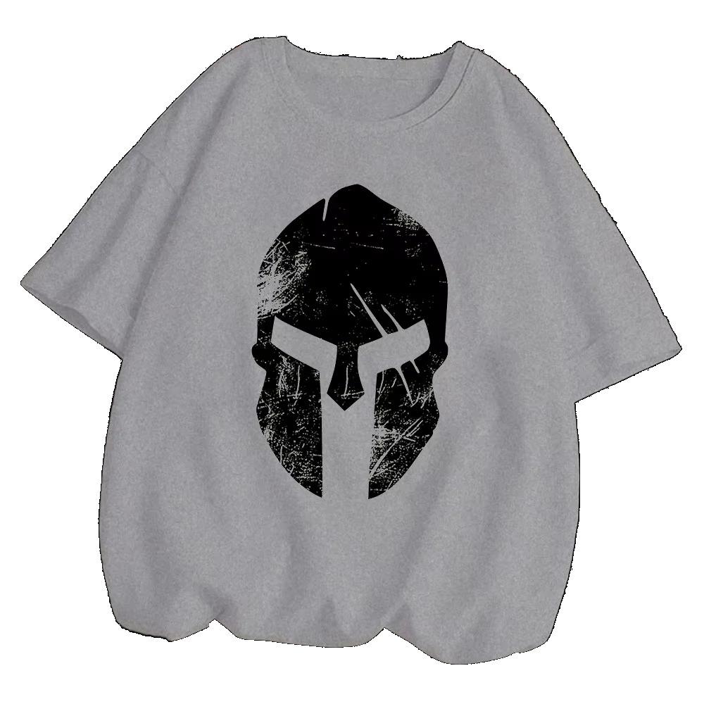 Spartan 100% Cotton T-shirts Men Summer Comic Funny T-shirt Harajuku Streetwear Tops Oversized Black Man Clothing