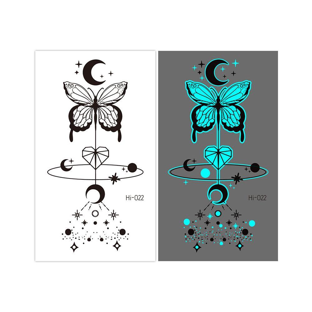 Fluorescent Star Feather Temporary Tattoos Blue Luminous Fake Tattoo Body Art Tattoo Sticker