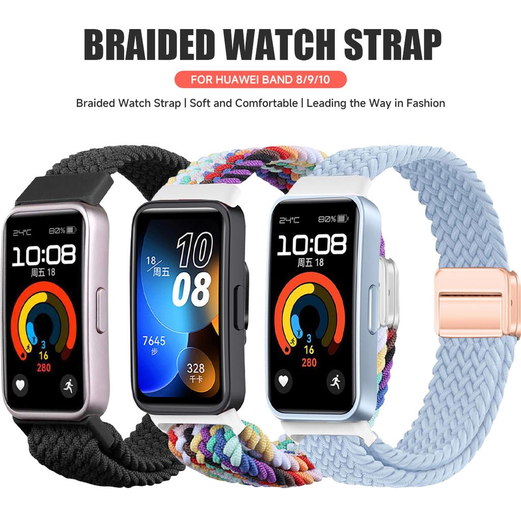 Watch Strap for Huawei Band 8 9 10 Accessories Wristband Elastic Magnetic Nylon Braided Belt Bracelet Correa Huawei Band 9 Band