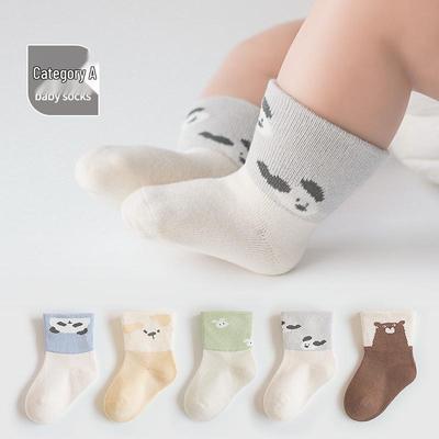Baumwoll-Babysocken in Klasse A, mittellang, für 0-3 Monate - Frühjahr/Herbst-Kollektion 2025