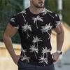 Summer Coconut Tree 3D Print T-Shirt Street Trendy Men's Wear Harajuku Style Casual Loose Round Neck T-Shirt Top