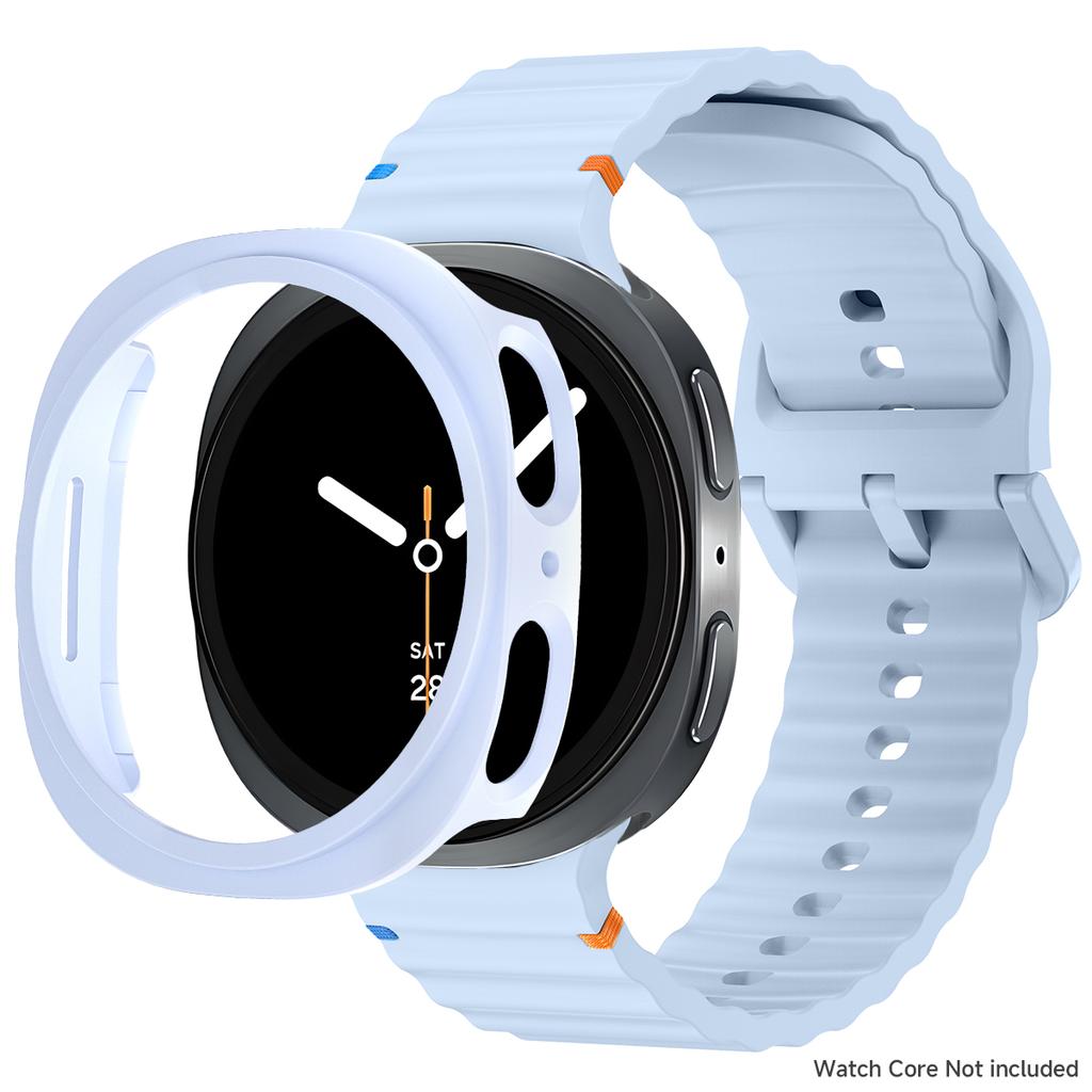 Silikonový řemínek pro Samsung Galaxy Watch 8 40 44mm Pásek s pouzdrem Chránič obrazovky Kryt nárazníku pro chytrý řemínek Náramkové doplňky