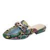 Summer new Baotou half-drag female flat-bottomed snake pattern lazy sandals female