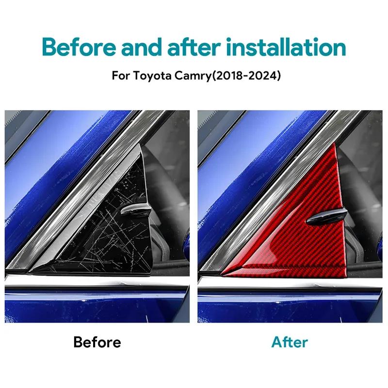 Real Soft Carbon Fiber For Toyota Camry 2018      2024 LHD RHD Car A-pilar Triangle Panel Interior Trim