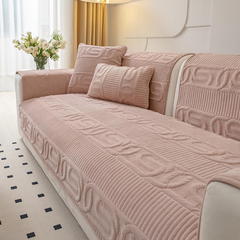 Cream Style Sofa Cushion Four Seasons Universal Non-Slip Light Luxury Cushion Plush Non-Slip All-Inclusive Sofa Cover