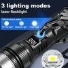 Powerful LED Flashlight Type-c Rechargeable Telescopic Zoom Torch Electric Display High Brightness Waterproof Lighting Torch