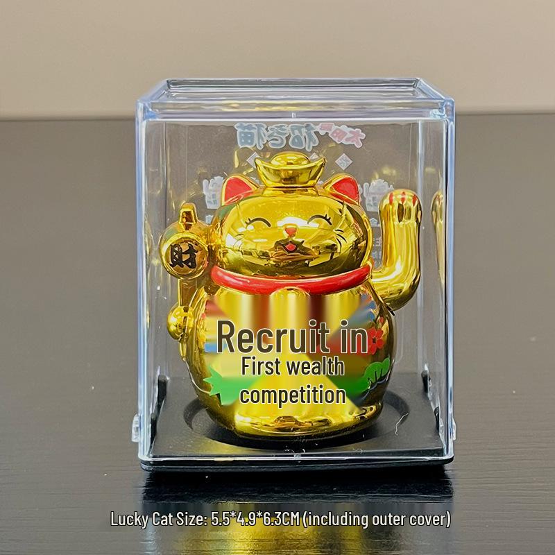 Solar-Powered Mini Maneki Neko: Cute Desktop Ornament & Housewarming Gift