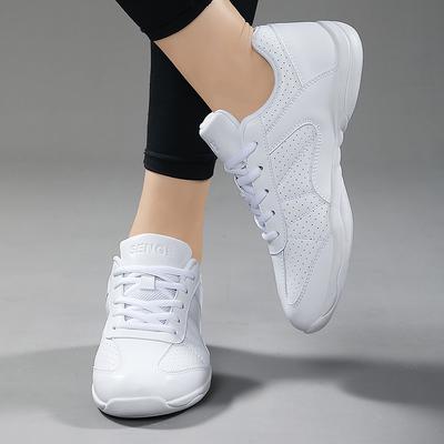 White Breathable Cheerleading Shoes Fitness Training Lightweight Competition Cheer Shoes Cheer Sneakers Youth Dance Shoes