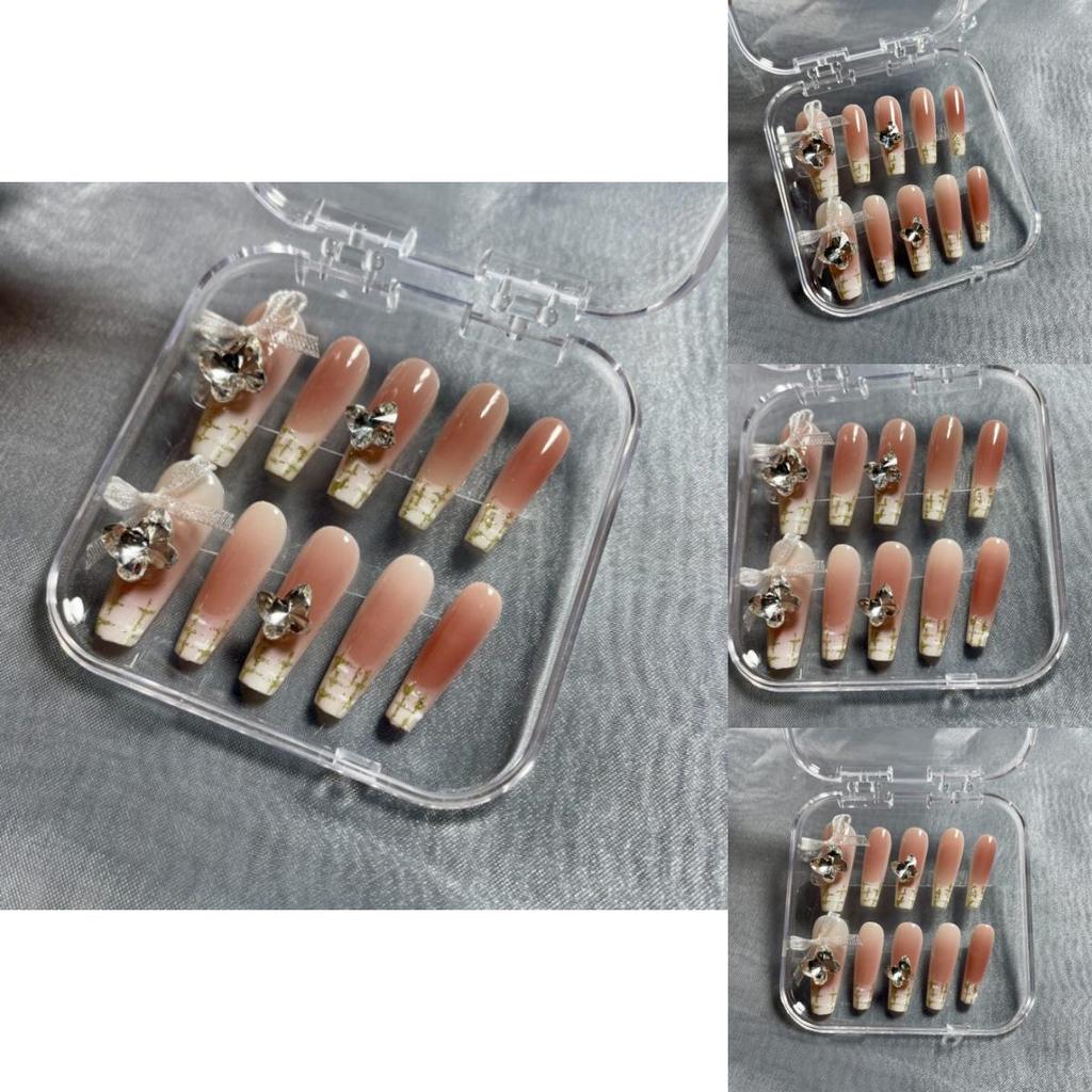 Nail Bow Artificial Nude French Style Gorgeous Manicure Wearable Nails Reusable