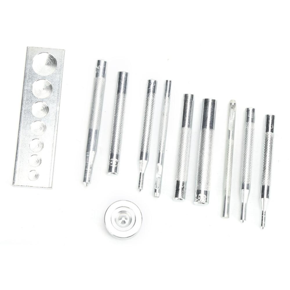 11PCS Manual Steel Tools Rivet Setter Kit Die Punch Snap Set For Leather Crafts and Repairs