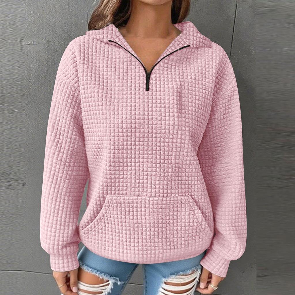 Ladies Fashion Casual Long Sleeve Pullover Top With  Pockets