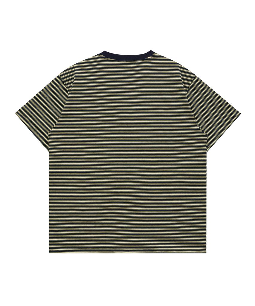 HOODHOOD Logo Stripe Short Sleeve T-Shirt Navy