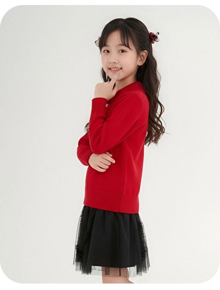 Children's Sweater Spring Thin Medium Size Children's Bow Girls' Knitted Sweater Sweater Top