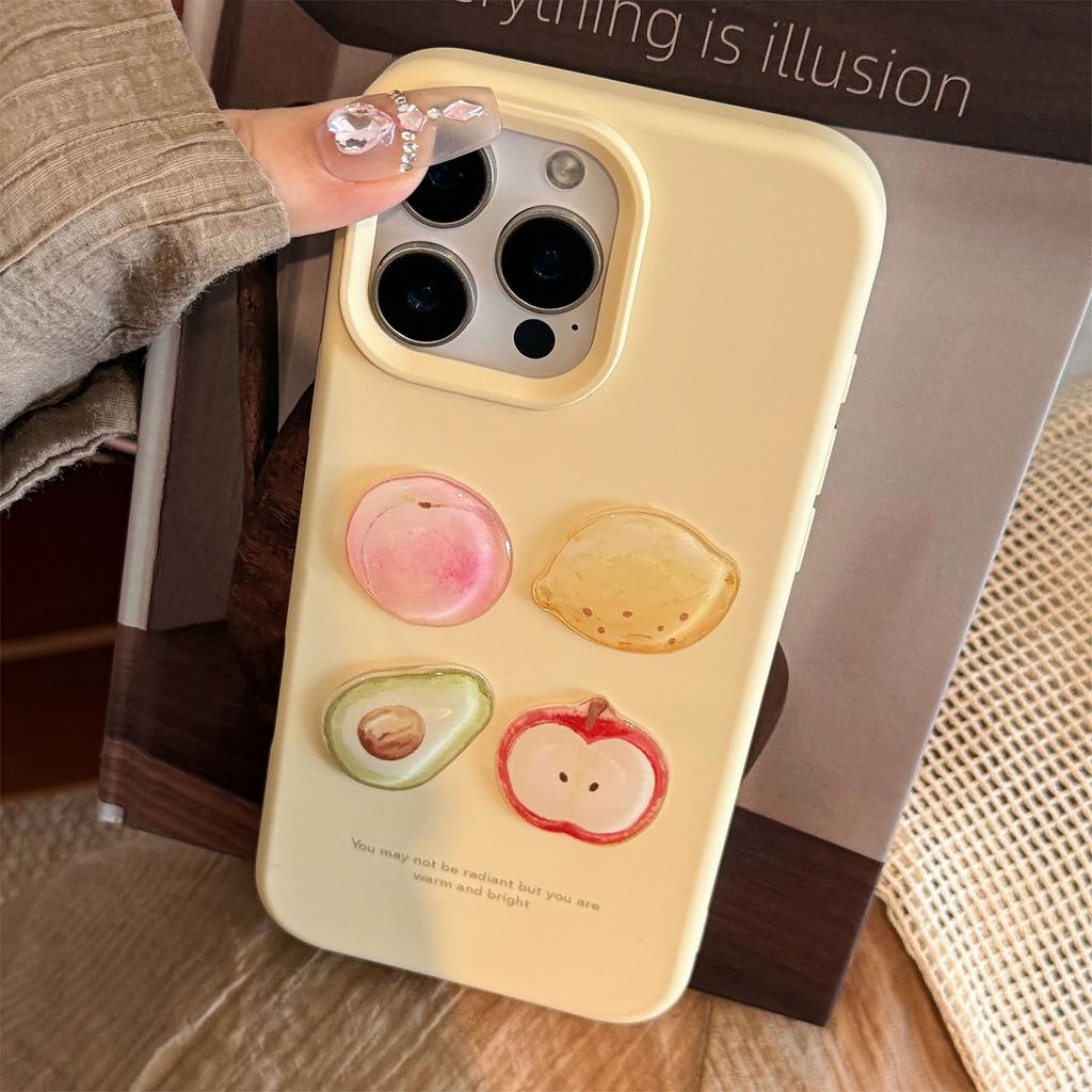 Oil Painting Fruit Apple 16 Mobile Phone Case 17 Summer Graffiti Three dimensional Iphone15promax Suitable for 14 Soft Set 11