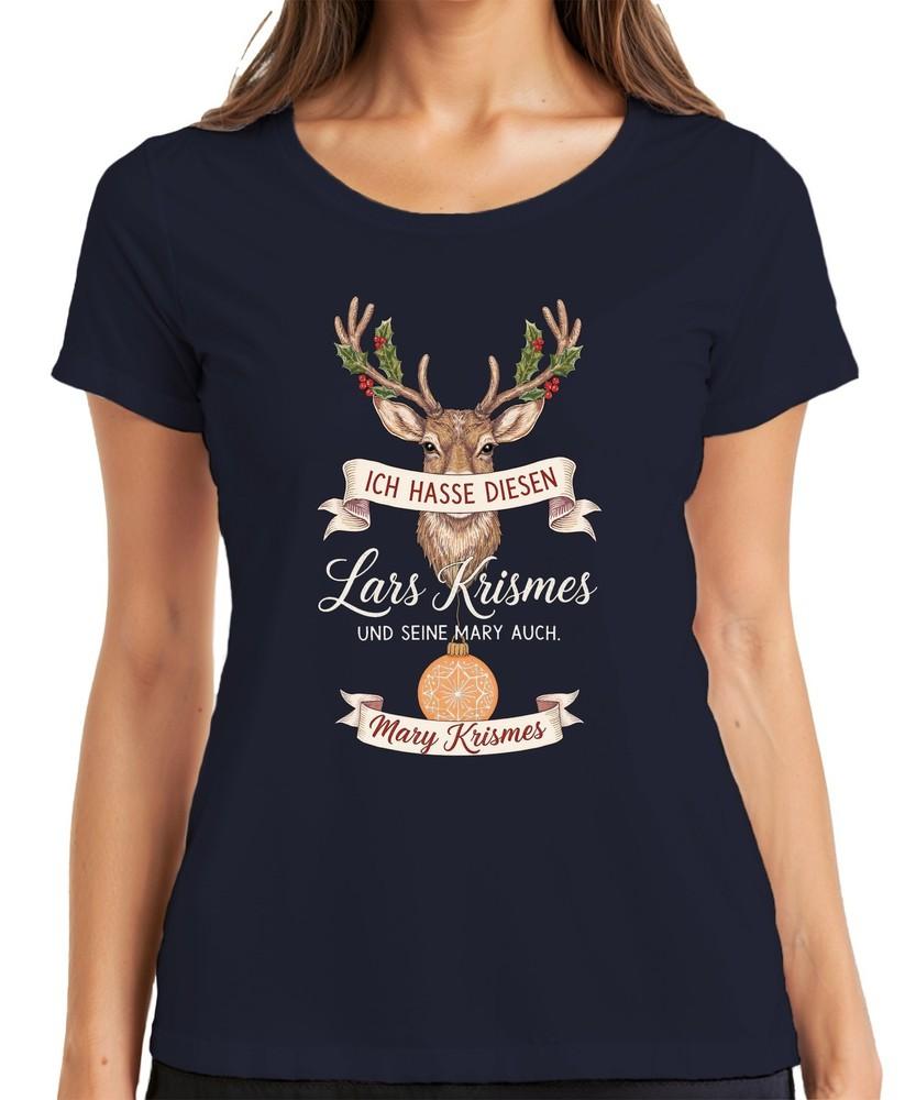 I Hate This Lars Krismes And Mary Christmas Funny Deer Ladies TShirt S