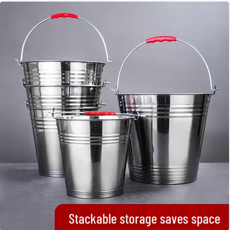 SIFAR Thickened Stainless Steel Portable Water Bucket