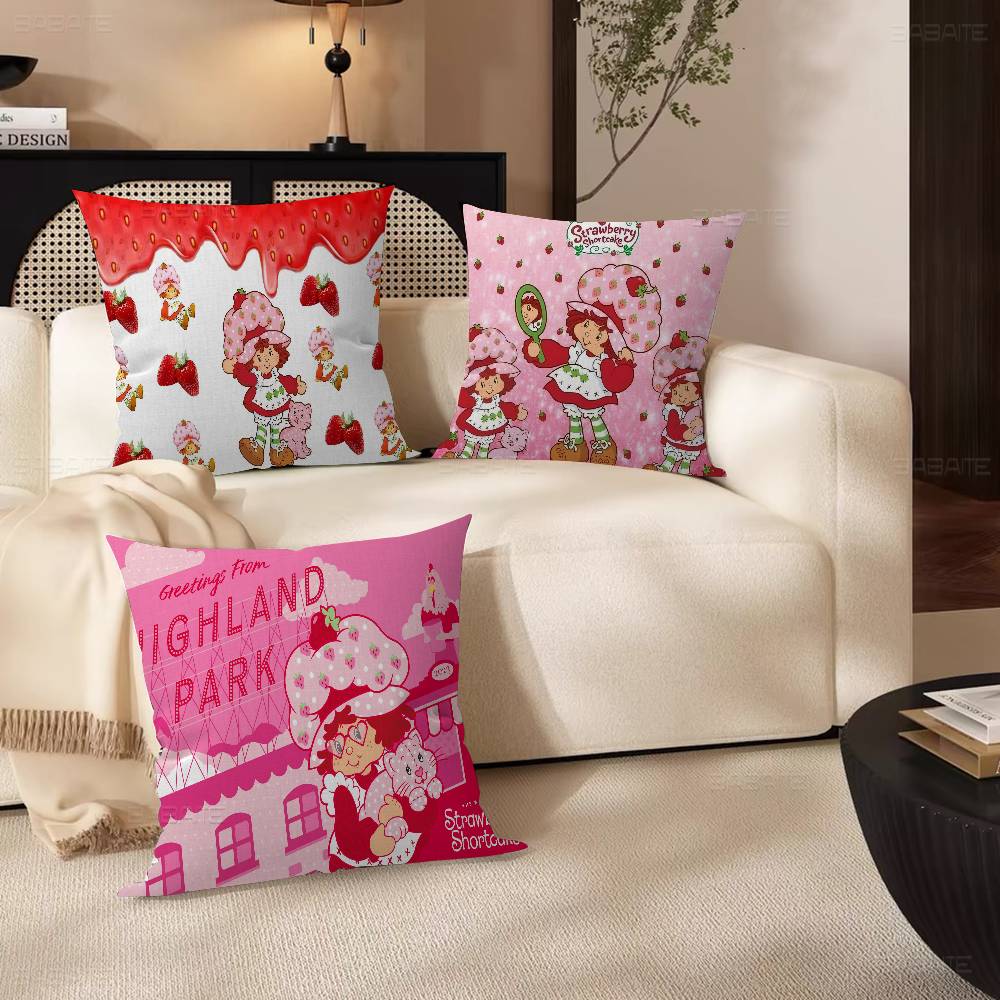 S-Strawberry Cartoon S-Shortcake Girl 45*45cm Cushion Cover Pillow Cover Decor Pillowcase Home Pillowcase For Couch Pillow
