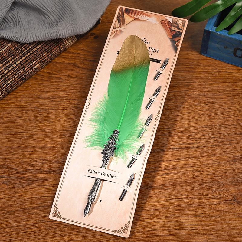

Creative Feather Dip & Fountain Pen Set - Stainless Steel Business & Birthday Gift