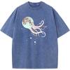 Moon Octopus Men's Short-Sleeved T-shirt Grams Of High-Quality Washed Old Tshirt Student Top T-shirts