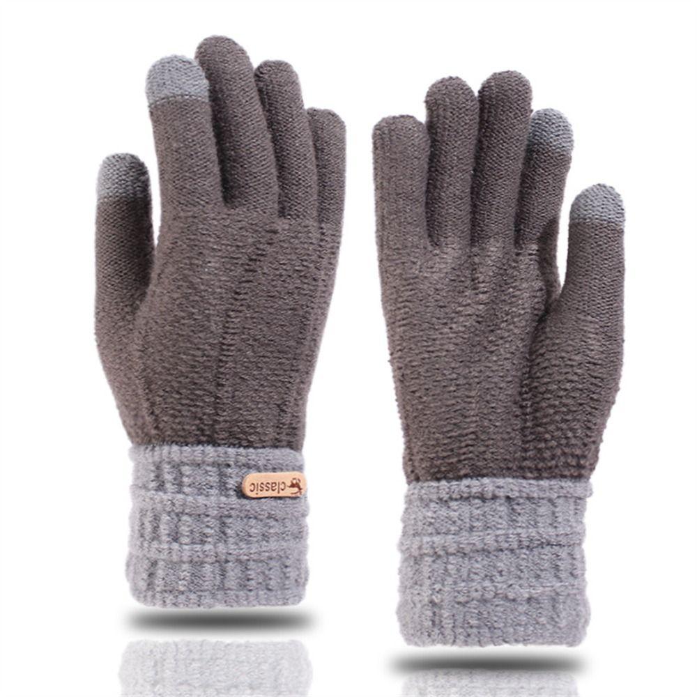 Plush Thick Warm  Gloves Windproof Fleece Gloves Daily Full Finger Gloves  for Winter