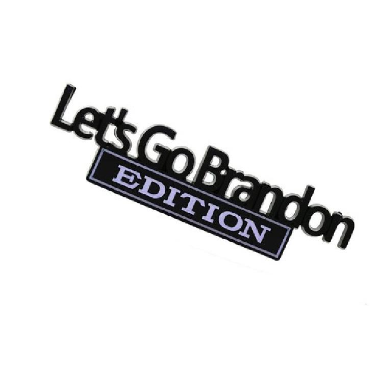 Let's Go Brandon Edition Emblem Car Bumper Badgeslide Fender Sticker Black/White