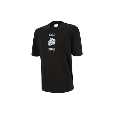 Puma Ss23 Dream Pack Series Floral Print Crew Neck Pullover Casual Short Sleeve T-Shirt Unisex T-Shirt Black 539982-01
