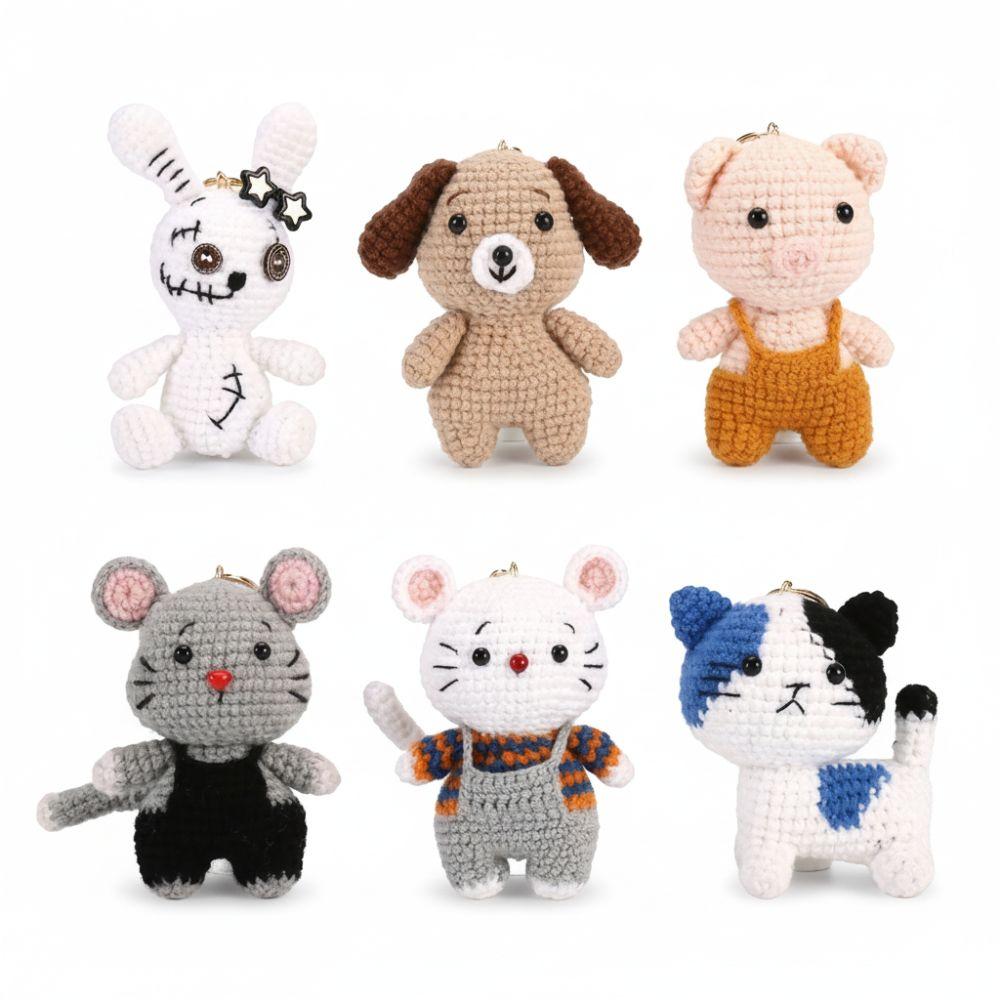 Backpack Charm Knitted Animal Keychain Handwoven Crochet Doll Key Ring Animal Pendant  Friend Gifts