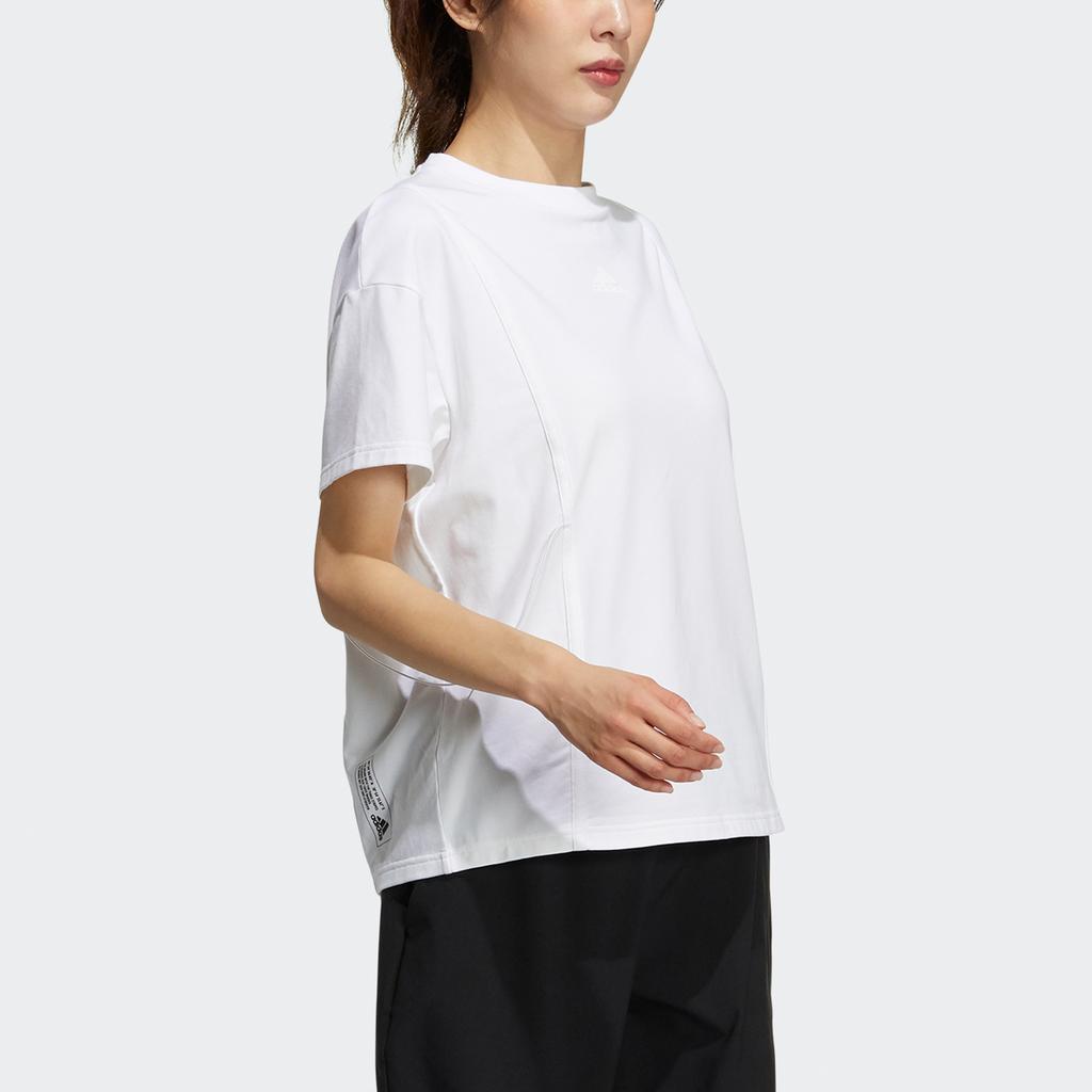 Adidas Tech Tee Ribbon Drawstring Short Sleeve Athletic T-Shirt Women Tops White GP0593