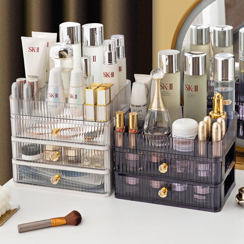 Clear Cosmetic Organizer: Drawer-Style Makeup Box for Desktop and Dorm Room