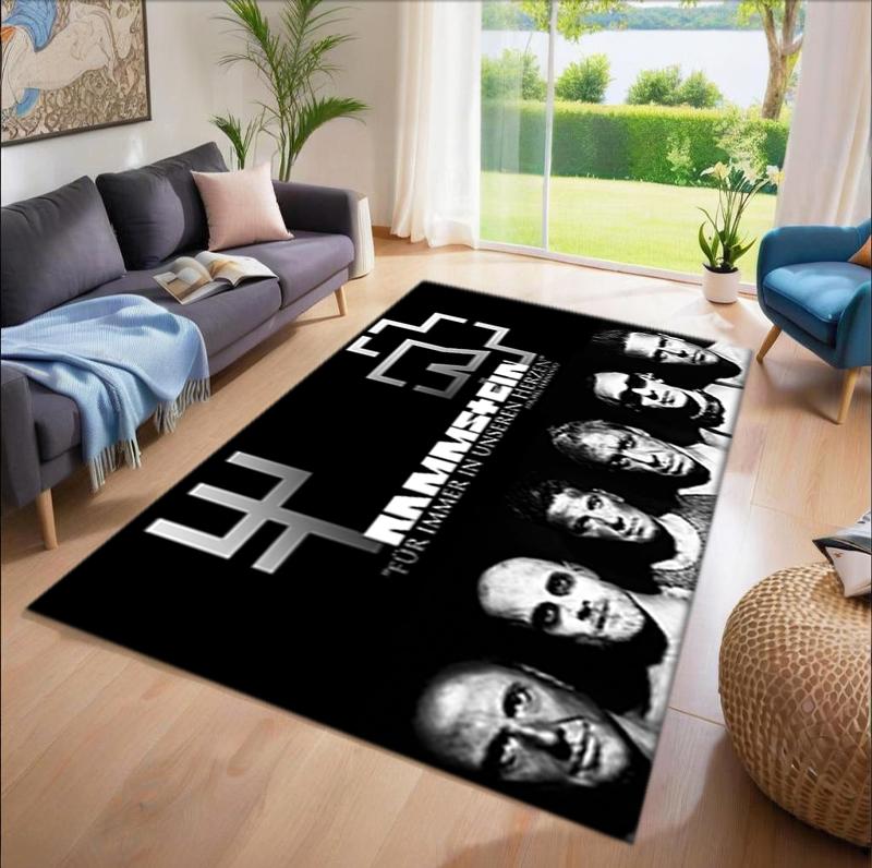 1 Pezzo Tappeto Rettangolare Stampato a Tema Rammstein, Zerbino per Casa, Tappeto Protettivo per Viaggi all'Aperto A5