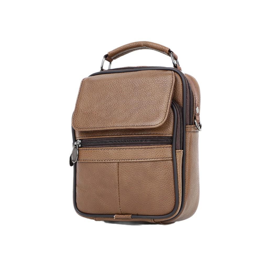 Top Grain Cowhide Vintage Men's Crossbody Leather Bag - Vertical Casual Shoulder Bag, Portable and Multifunctional