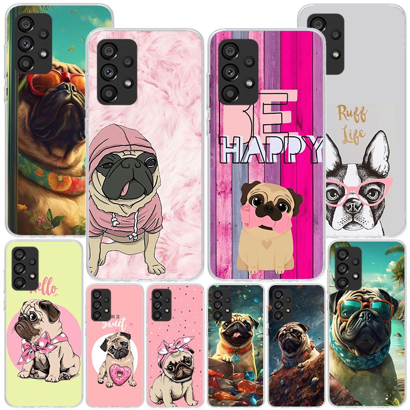 Love Pugs Cute Dog Phone Case For Samsung Galaxy A17 A16 A15 A14 A13 A57 A56 A55 A54 A53 A37 A36 A35 A34 A33 A26 A25 A24 A23 Gal
