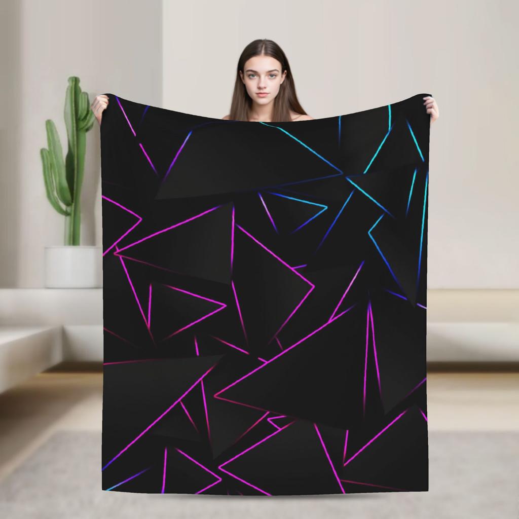 Super Soft BlanketsGirls Boys Airplane Travel Glowing Geometric Shapes On Dark Throw Blanket  Flannel Bedspread For Sofa Cover