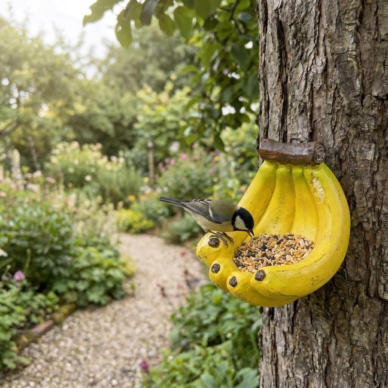 Hanging Banana-Shaped Bird Feeder, Resin Bird Bath/Feeder, Bird Feeders for Outdoors Hanging, Wild Bird Feeder Forluebirds, Cardinals