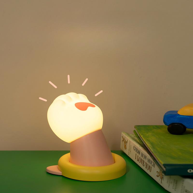 1 Stück Glückliche Niedliche Kralle Nachtlicht Kann USB-Aufladung Kann Zeitgesteuert Nachttisch Schlaf Augenschutz Cartoon Silikon Nachtlicht